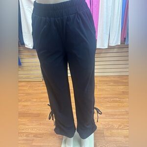 Black Women's Pants with Tie Detail